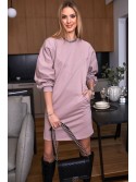 Glattes Cappuccino-Kleid mit Nähten FI700 – Online-Shop – Boutique